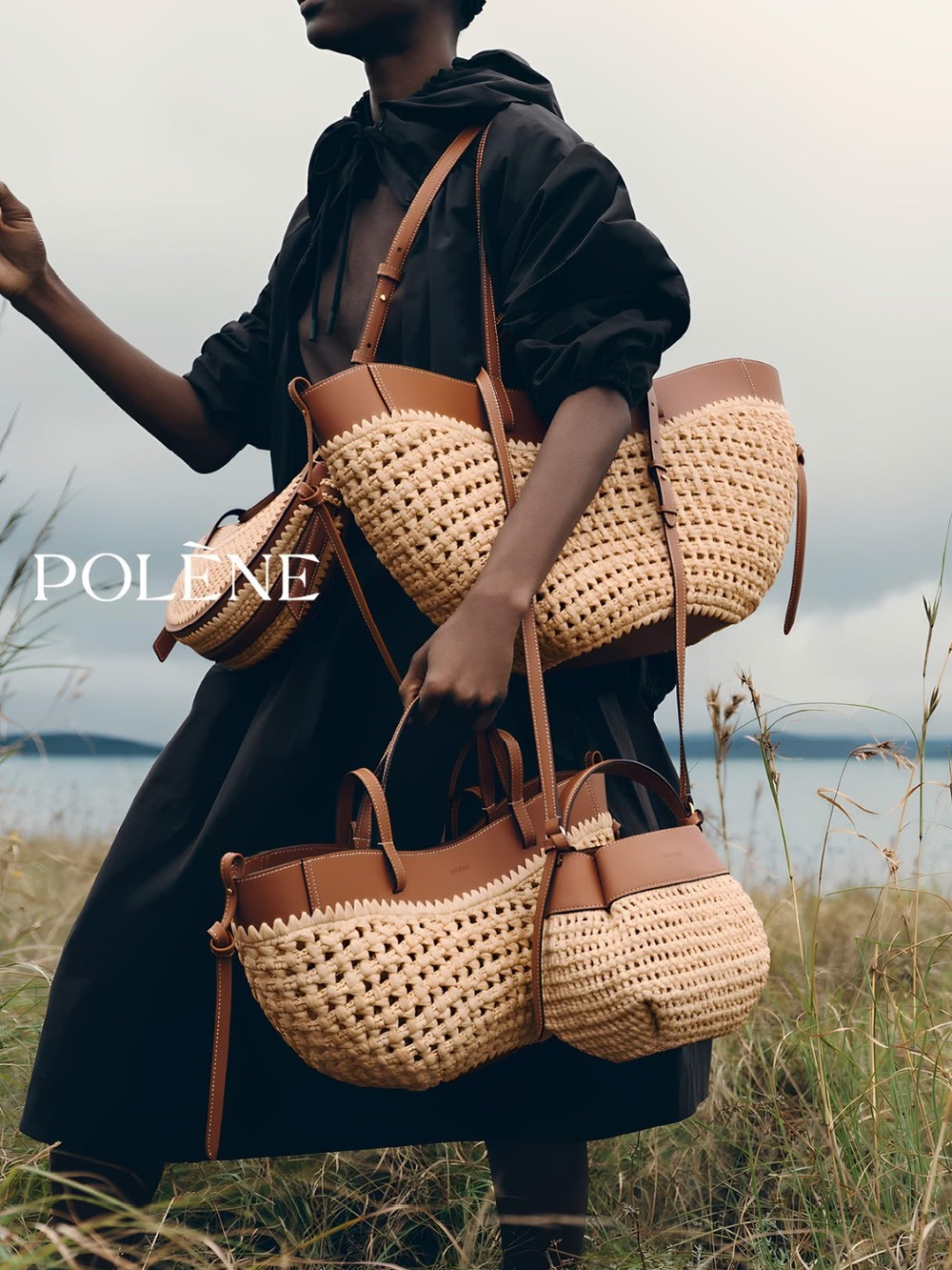 Gorgeous!!  NWT Polene Straw Raffia Brown Leather Bag Tuckernuck